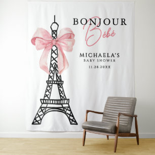Bonjour Bébé Coquette Bow Paris Baby Shower Tapestry