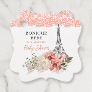 Bonjour Bebe Eiffel Tower Paris Baby Shower Favor Tags