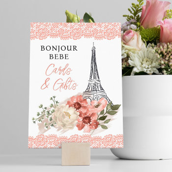 Bonjour Bebe Eiffel Tower Paris Baby Shower Poster by marlenedesigner at Zazzle