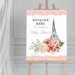 Bonjour Bebe Eiffel Tower Paris Baby Shower Poster at Zazzle
