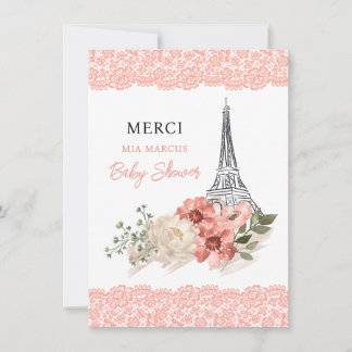 Bonjour Bebe Eiffel Tower Paris Baby Shower Thank You Card