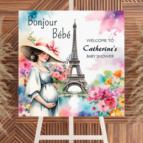 Bonjour Bebe Eiffel Tower Paris Shower Welcome  Foam Board