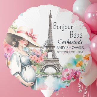 Bonjour Bebe Floral Eiffel Tower Paris Baby Shower