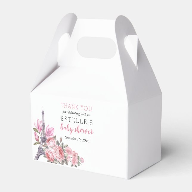 Bonjour Bebe | Floral French Baby Shower Favor Boxes (Front Side)