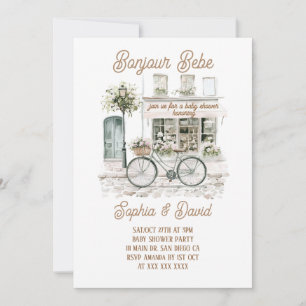 Bonjour Bebe Floral French Baby Shower Invitation