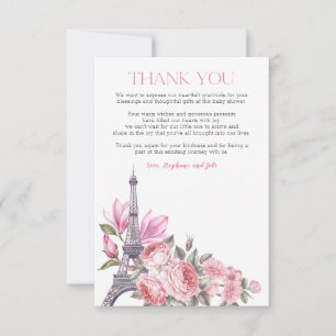 Bonjour Bebe Floral French Baby Shower Thank You Card