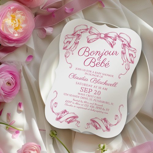 Bonjour Bebe French Baby Shower Invitation