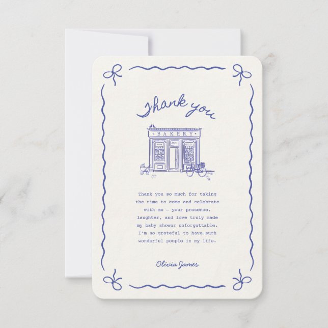 Bonjour Bebe French baby shower Thank You Card (Front)
