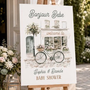 Bonjour Bebe French Baby Shower Welcome Sign