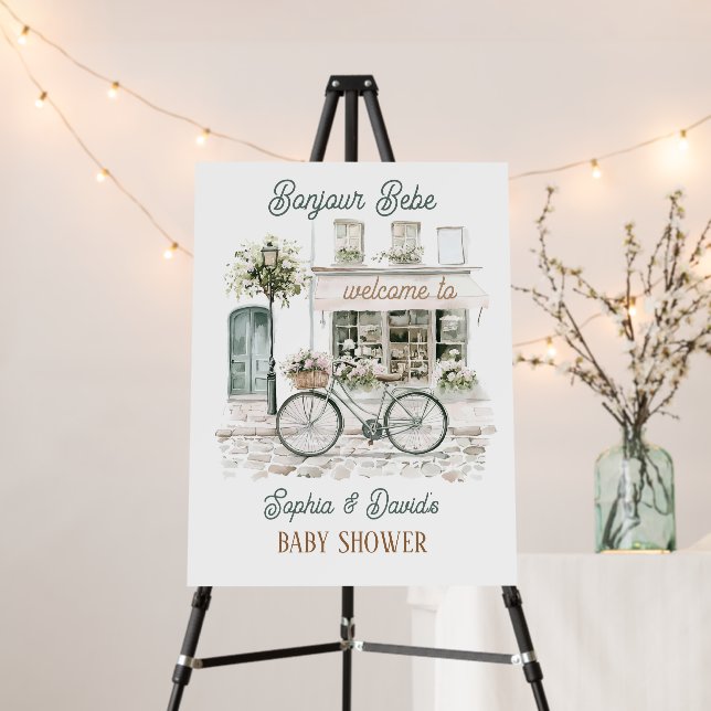 Bonjour Bebe French Baby Shower Welcome Sign (In Situ (Stand))