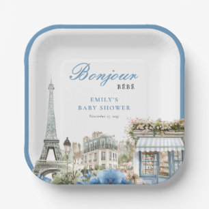 Bonjour Bebe French Blue Baby Shower Paper Plates