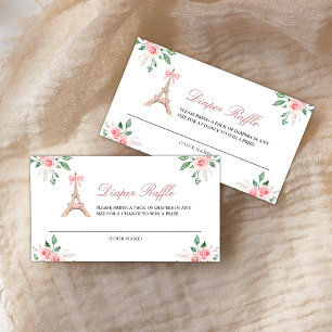 Bonjour Bebe French Cafe Pink Floral Diaper Raffle Enclosure Card