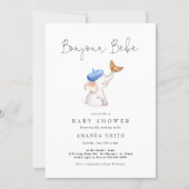 Bonjour Bebe French Elephant Baby Boy Shower Invitation (Front)