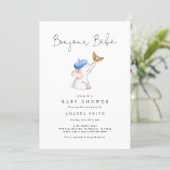 Bonjour Bebe French Elephant Baby Boy Shower Toile Invitation (Standing Front)