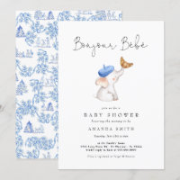 Bonjour Bebe French Elephant Baby Boy Shower Toile
