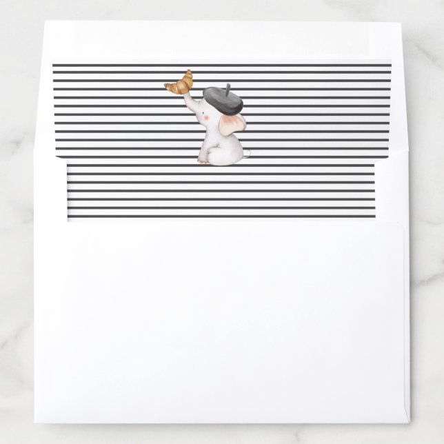 Bonjour Bebe French Elephant Baby Shower Envelope Liner (In Envelope)