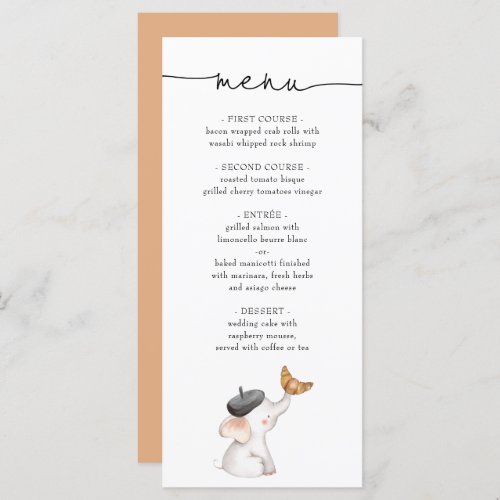 Bonjour Bebe French Elephant Baby Shower Menu