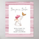 Bonjour Bebe French Elephant Welcome Baby Shower Poster at Zazzle