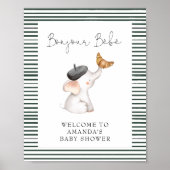 Bonjour Bebe French Elephant Welcome Baby Shower Poster (Front)