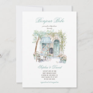 Bonjour Bebe French Floral Caffe Baby Shower Invitation