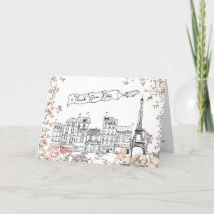 Bonjour Bebe French Gender Neutral Baby Shower Letterpress Thank You Card