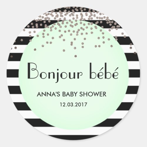 Bonjour bebe french inspired baby shower sticker