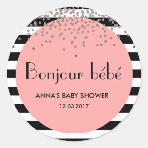 Bonjour bebe french inspired baby shower sticker