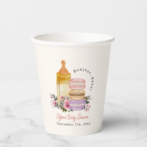 Bonjour Bb French Macarons  Milk Baby Shower Paper Cups