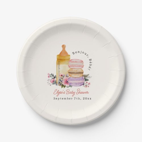 Bonjour Bb French Macarons  Milk Baby Shower Paper Plates