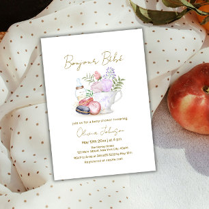 Bonjour Bébé French Macarons Milk Tea Baby Shower Invitation