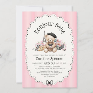 Bonjour Bebe French Paris Baby Shower Invitation