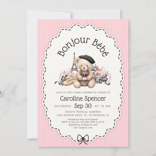 Bonjour Bebe French Paris Baby Shower Invitation