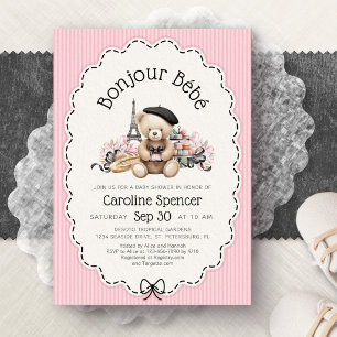 Bonjour Bebe French Paris Baby Shower Invitation