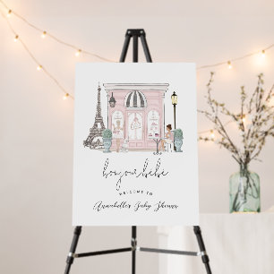Bonjour Bébé French Paris Cafe Baby Shower Welcome Foam Board