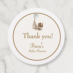 Bonjour Bebe French Paris Eiffel Tower Baby Shower Favor Tags