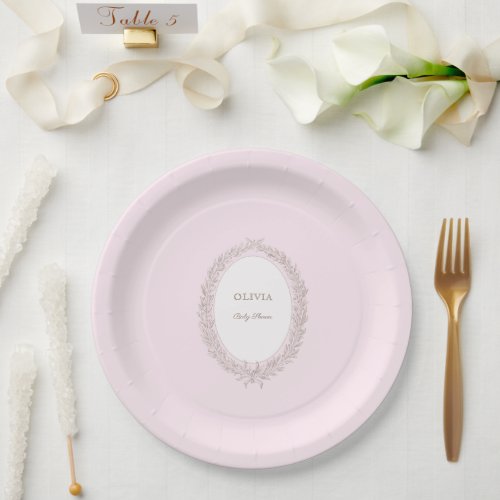 Bonjour Bebe French Patisserie Baby Shower Pink Paper Plates
