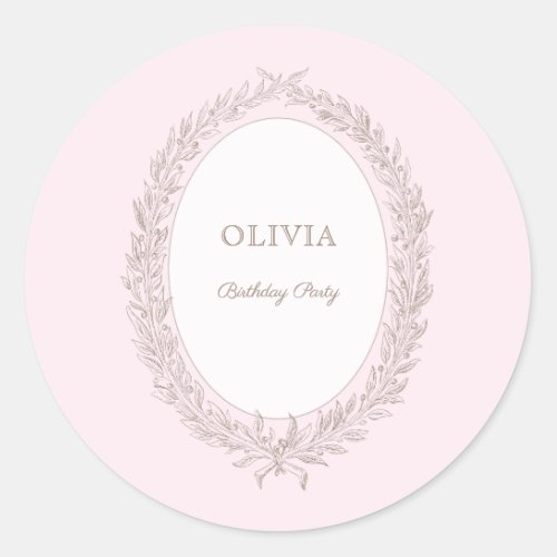 Bonjour Bebe French Patisserie Birthday Party Pink Classic Round Sticker