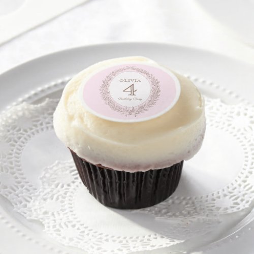 Bonjour Bebe French Patisserie Birthday Party Pink Edible Frosting Rounds
