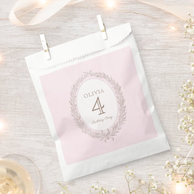 Bonjour Bebe French Patisserie Birthday Party Pink Favor Bag (Clipped)