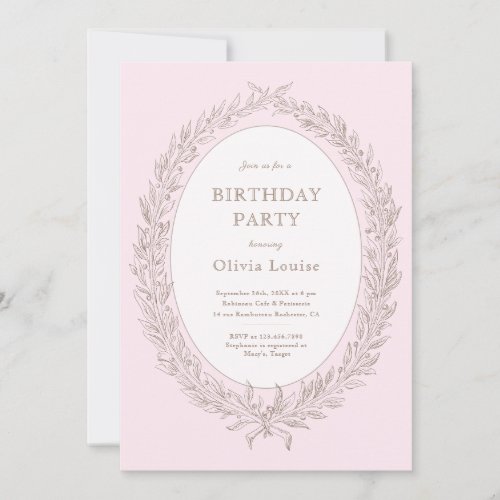 Bonjour Bebe French Patisserie Birthday Party Pink Invitation