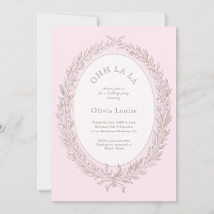 Bonjour Bebe French Patisserie Birthday Party Pink Invitation