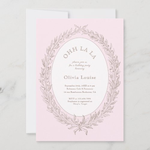 Bonjour Bebe French Patisserie Birthday Party Pink Invitation
