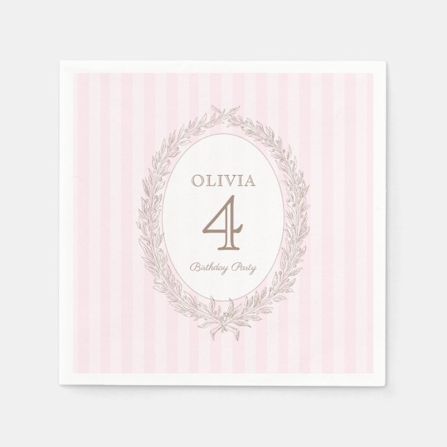 Bonjour Bebe French Patisserie Birthday Party Pink Napkins (Front)