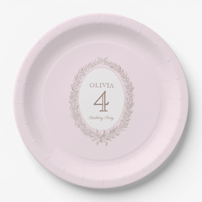 Bonjour Bebe French Patisserie Birthday Party Pink Paper Plates (Front)