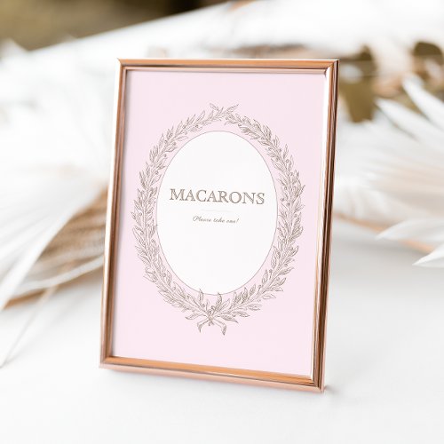 Bonjour Bebe French Patisserie Macarons Pink Table Tent Sign