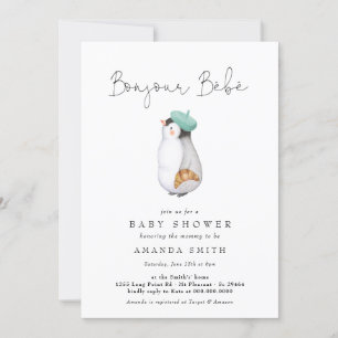 Bonjour Bebe French Penguin Neutral Baby Shower Invitation