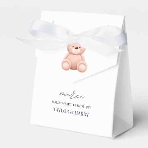 Bonjour Bebe French Watercolor Bear Baby Shower Favor Boxes
