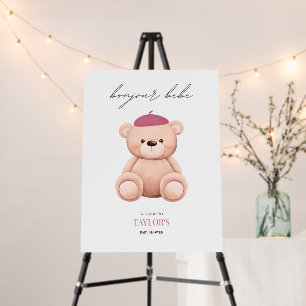 Bonjour Bebe French Watercolor Bear Baby Shower Fo Foam Board
