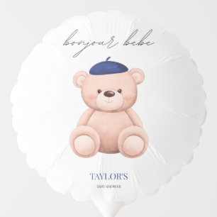 Bonjour Bebe French Watercolor Bear Baby Shower Pa Balloon