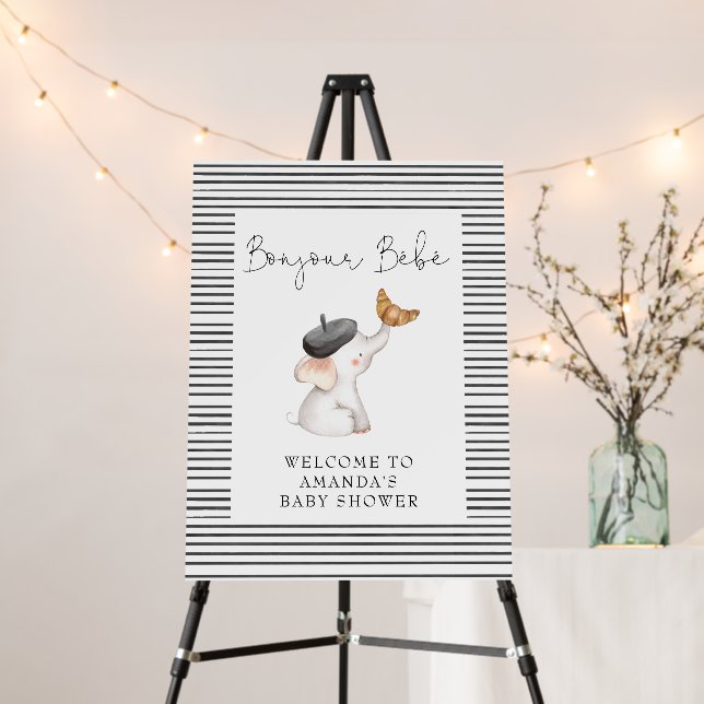 Bonjour Bebe French Welcome Baby Shower Foam Board (In Situ (Stand))